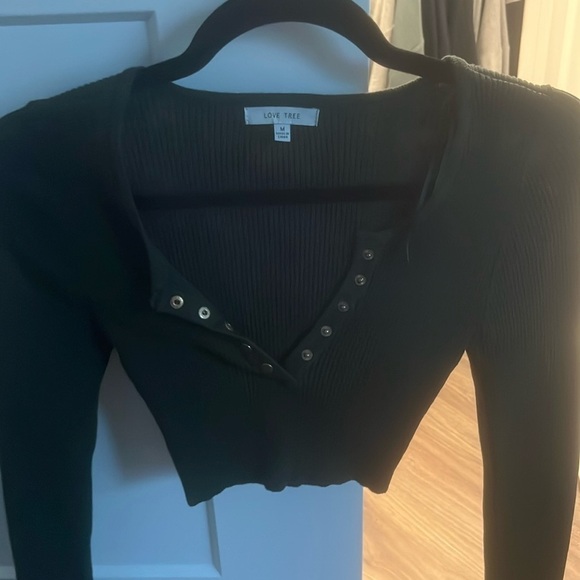 Tops - Dark green Love Tree crop top/long sleeve